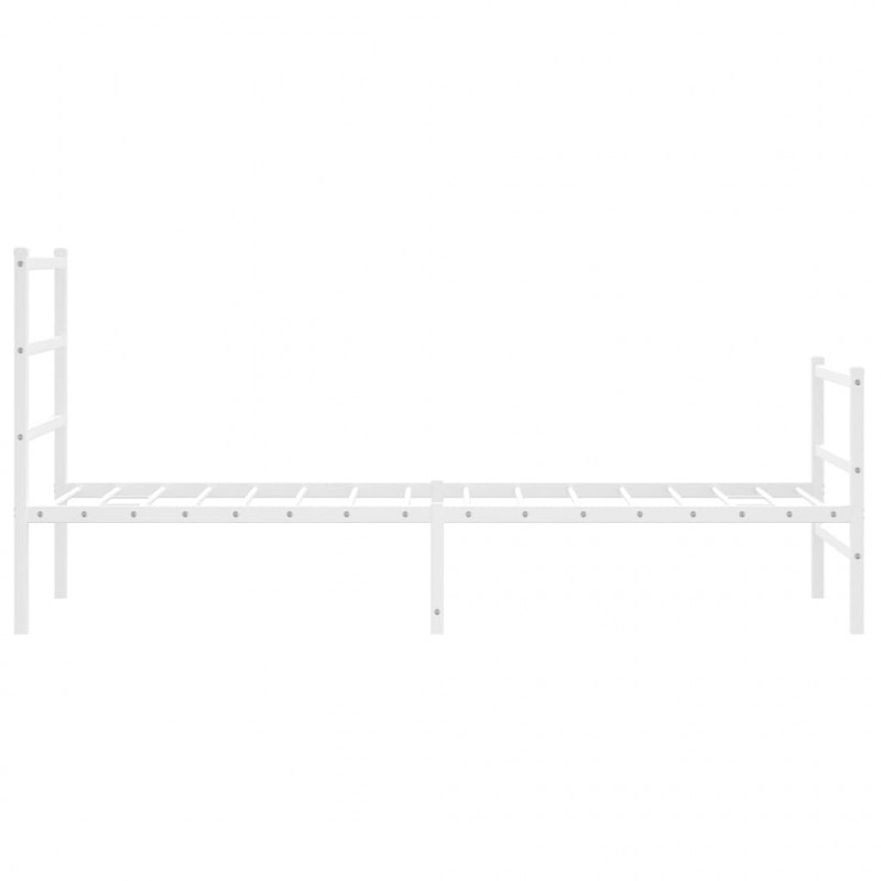 Metalowa rama łóżka z wezgłowiem i zanóżkiem, biała, 75x190 cm