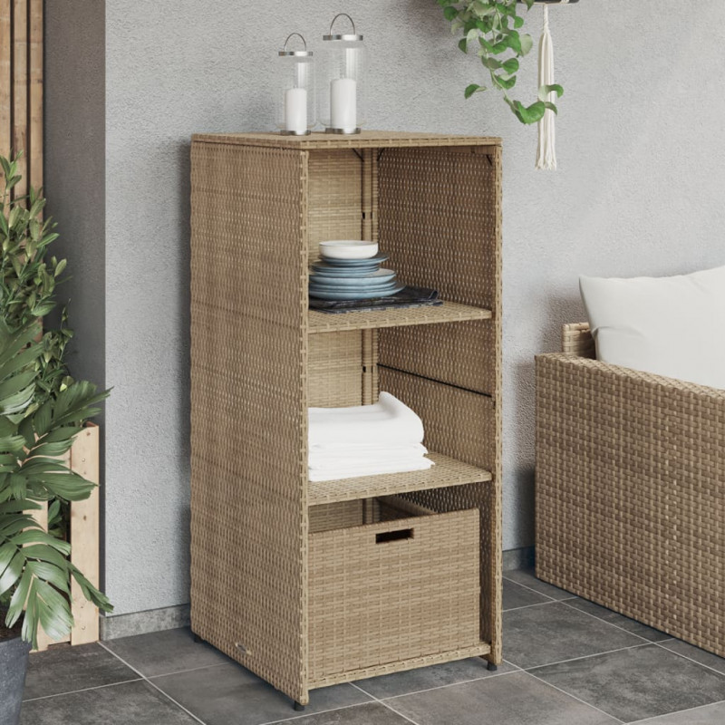 Szafka ogrodowa, beżowa, 50x55x115 cm, polirattan