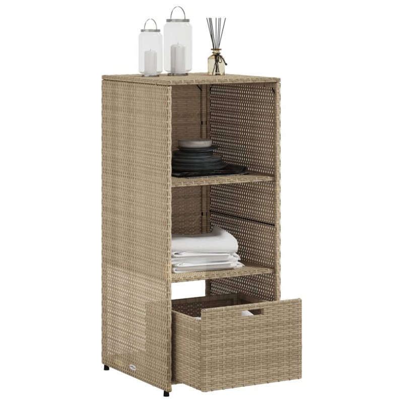 Szafka ogrodowa, beżowa, 50x55x115 cm, polirattan