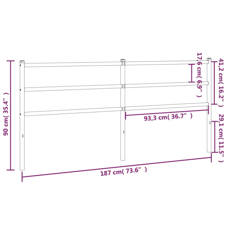 Metalowe wezgłowie, czarne, 180 cm