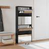 Szafka na buty z lustrem, 4 poziomy, czarna, 63x17x134 cm