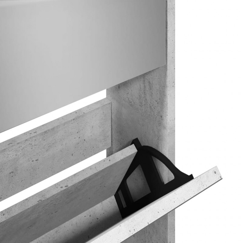 Szafka na buty z lustrem, szarość betonu, 63x17x169,5 cm