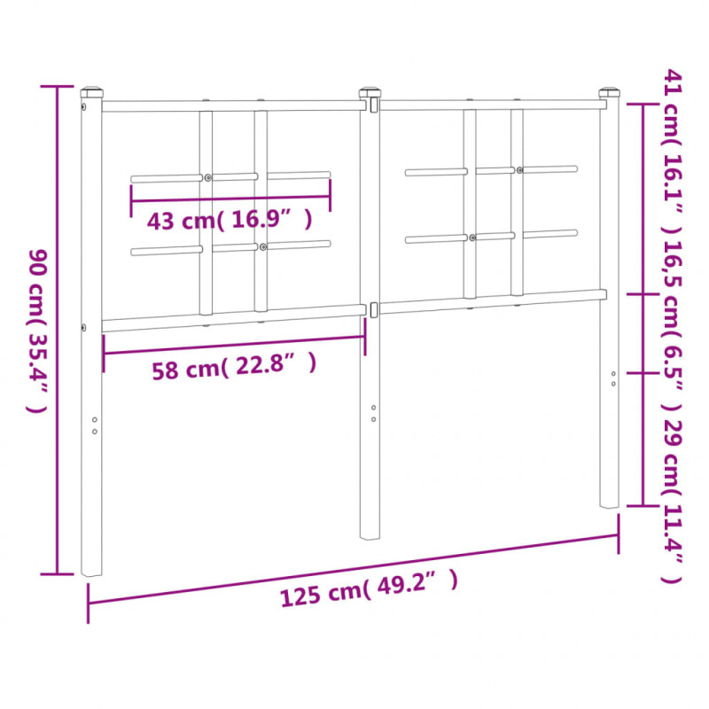 Metalowe wezgłowie, czarne, 120 cm
