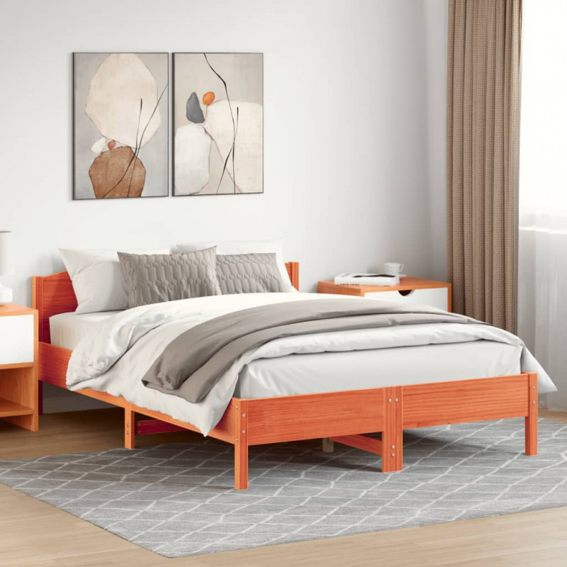Rama łóżka bez materaca, woskowy brąz, 120x200 cm, lita sosna
