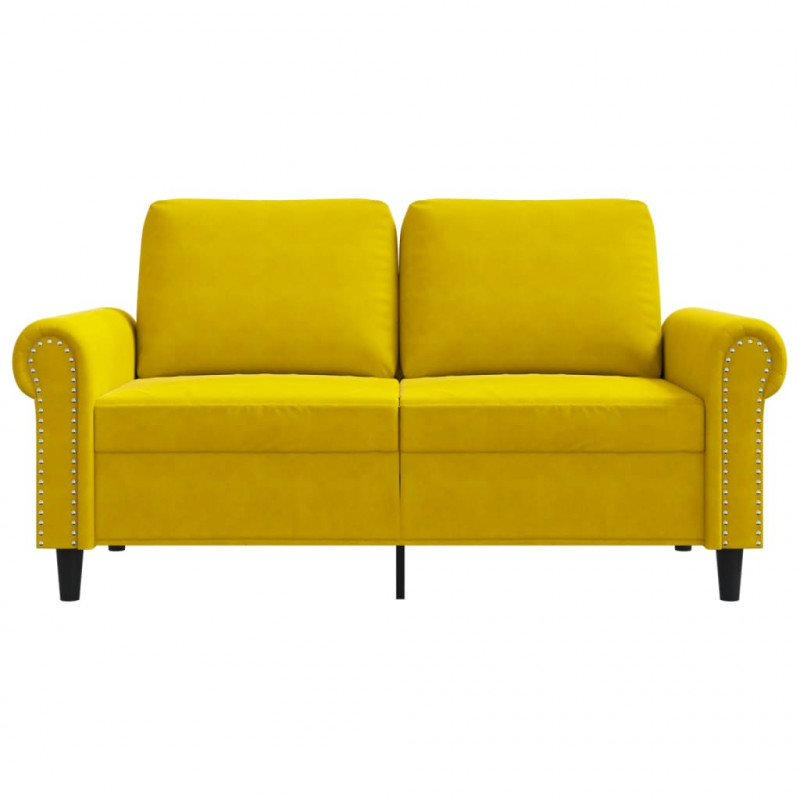 Sofa 2-osobowa, żółta, 120 cm, tapicerowana aksamitem