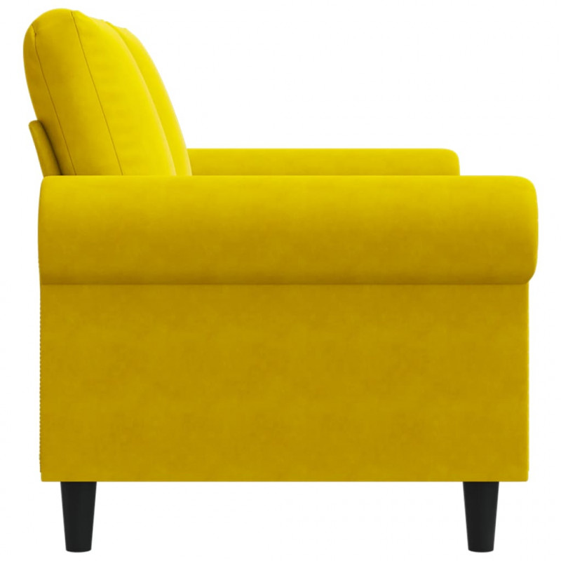 Sofa 2-osobowa, żółta, 120 cm, tapicerowana aksamitem