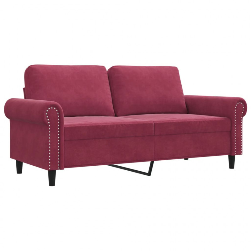 Sofa 2-osobowa, winna czerwień, 140 cm, tapicerowana aksamitem