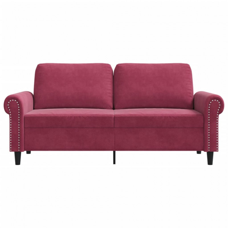 Sofa 2-osobowa, winna czerwień, 140 cm, tapicerowana aksamitem