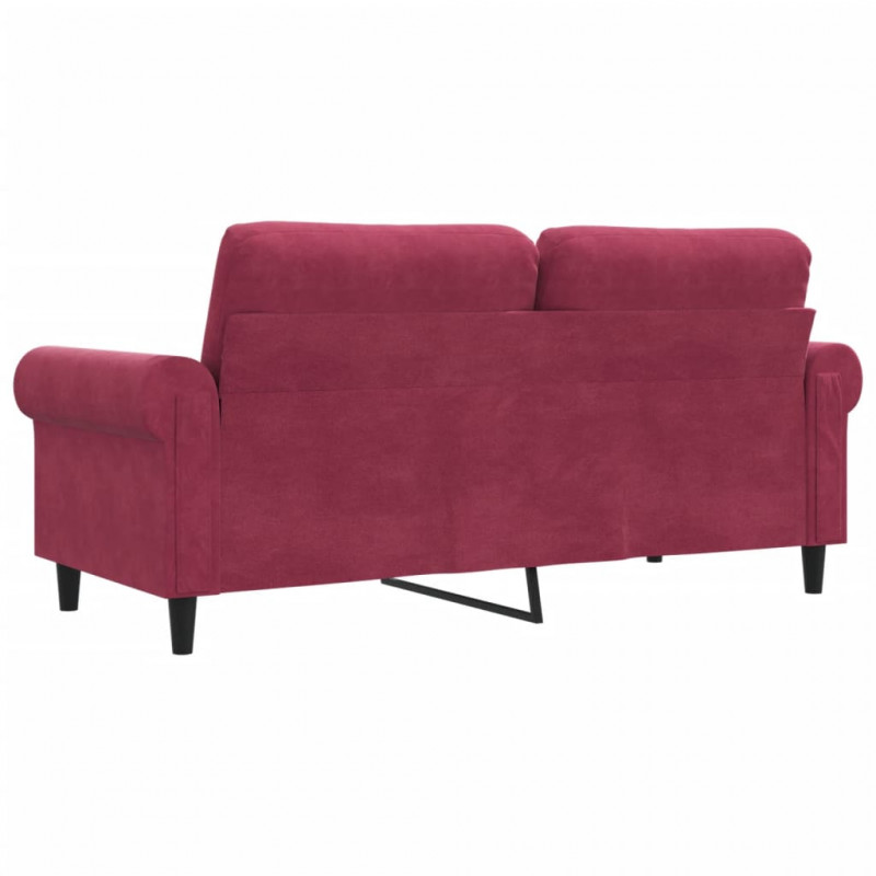 Sofa 2-osobowa, winna czerwień, 140 cm, tapicerowana aksamitem