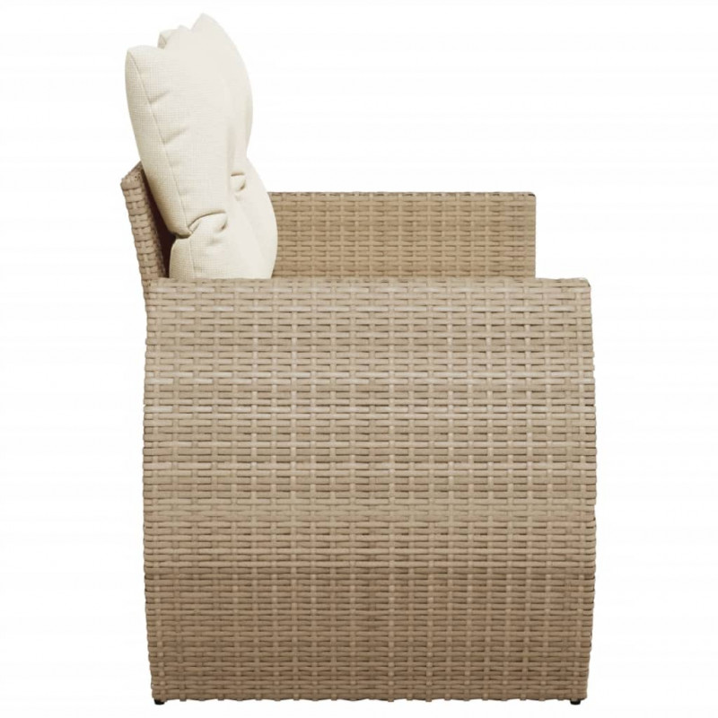 Sofa ogrodowa z poduszkami, 2-osobowa, beż, polirattan