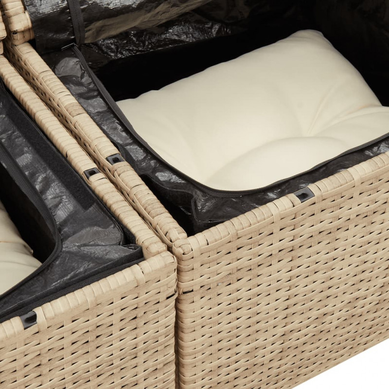 Sofa ogrodowa z poduszkami, 2-osobowa, beż, polirattan