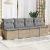 Sofa ogrodowa z poduszkami, 4-osobowa, beż, polirattan