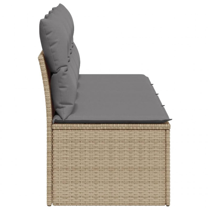 Sofa ogrodowa z poduszkami, 4-osobowa, beż, polirattan