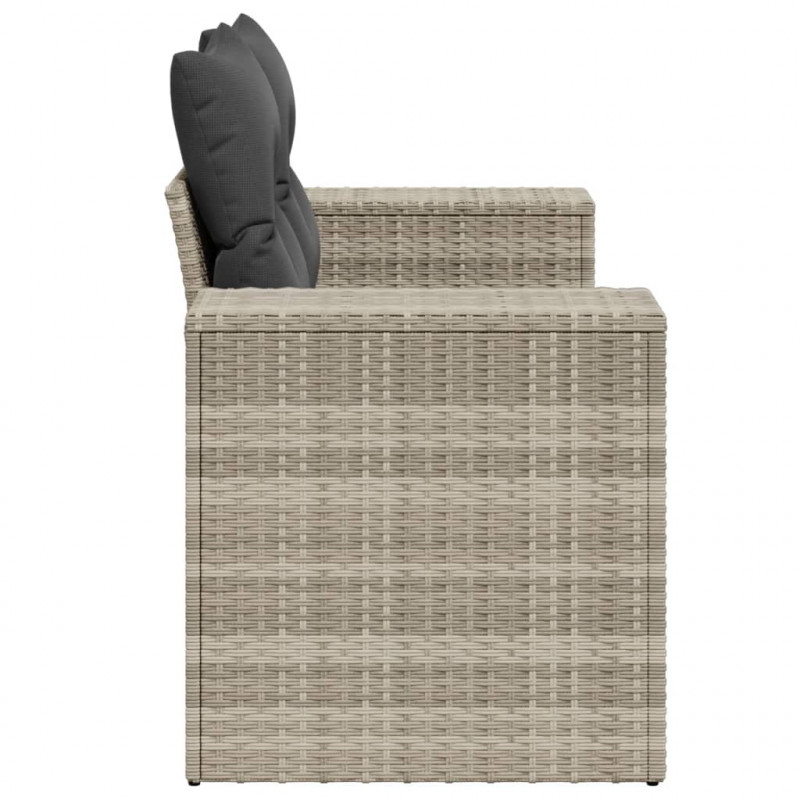Sofa ogrodowa z poduszkami, 2-osobowa, jasnoszara, polirattan