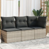 Sofa ogrodowa z poduszkami, 3-osobowa, jasnoszara, polirattan
