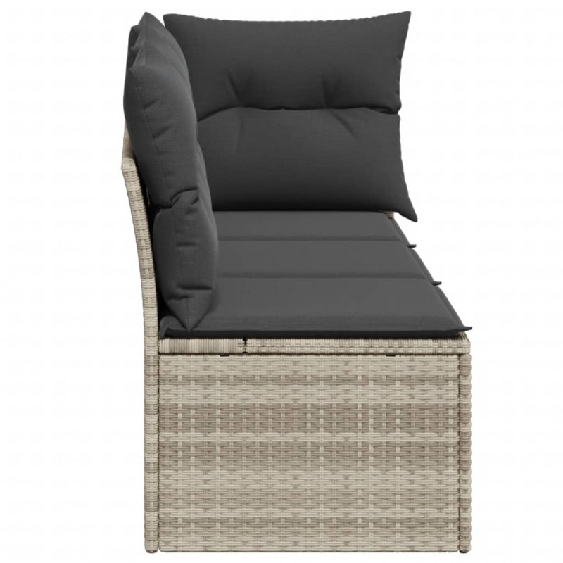 Sofa ogrodowa z poduszkami, 3-osobowa, jasnoszara, polirattan