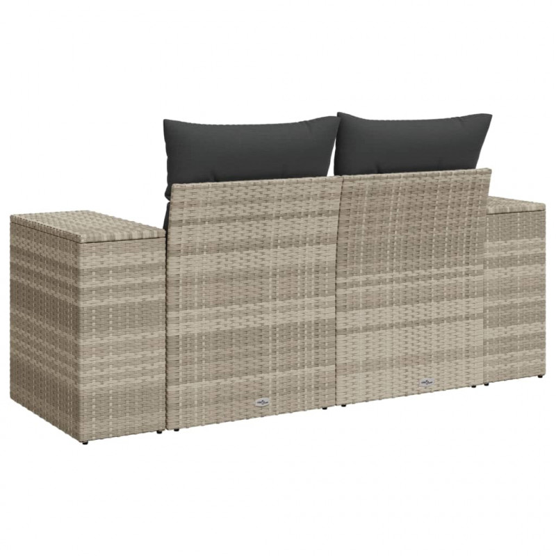 Sofa ogrodowa z poduszkami, 2-osobowa, jasnoszara, polirattan