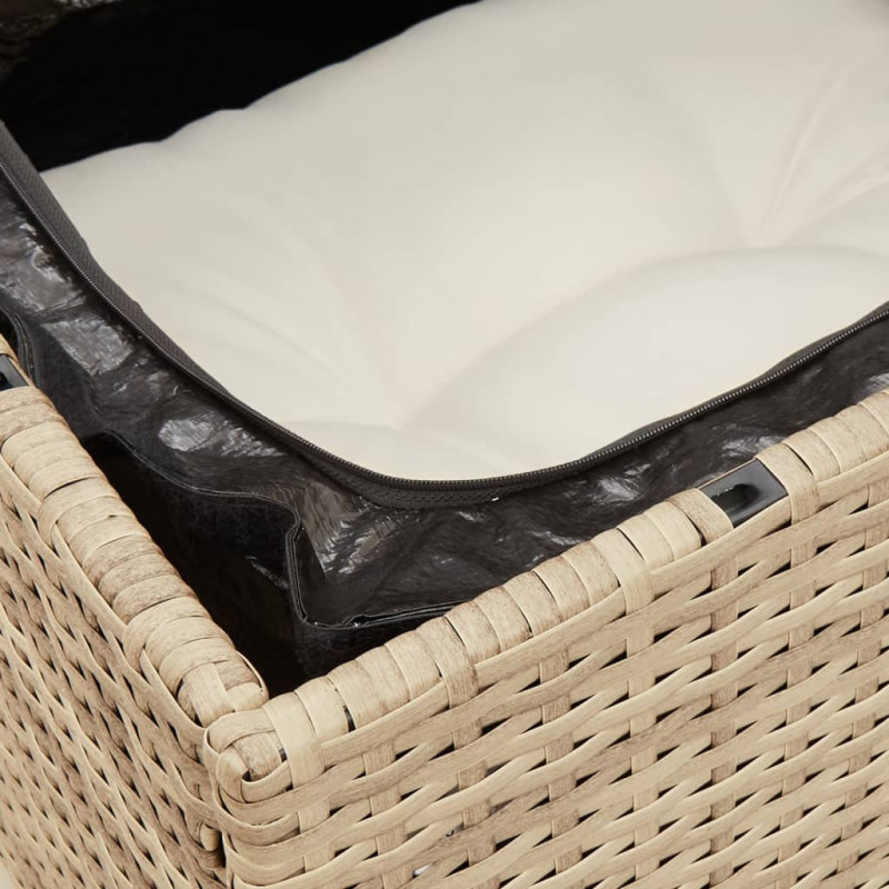Sofa ogrodowa z poduszkami, 3-osobowa, beżowa, polirattan