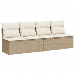Sofa ogrodowa z poduszkami, 4-osobowa, beż, polirattan
