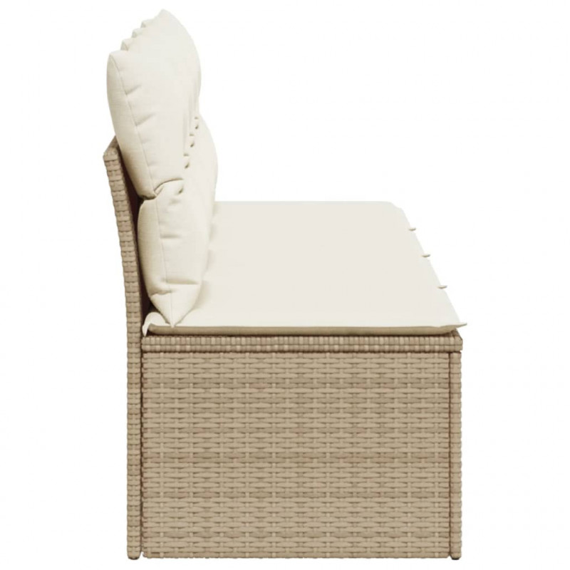 Sofa ogrodowa z poduszkami, 4-osobowa, beż, polirattan