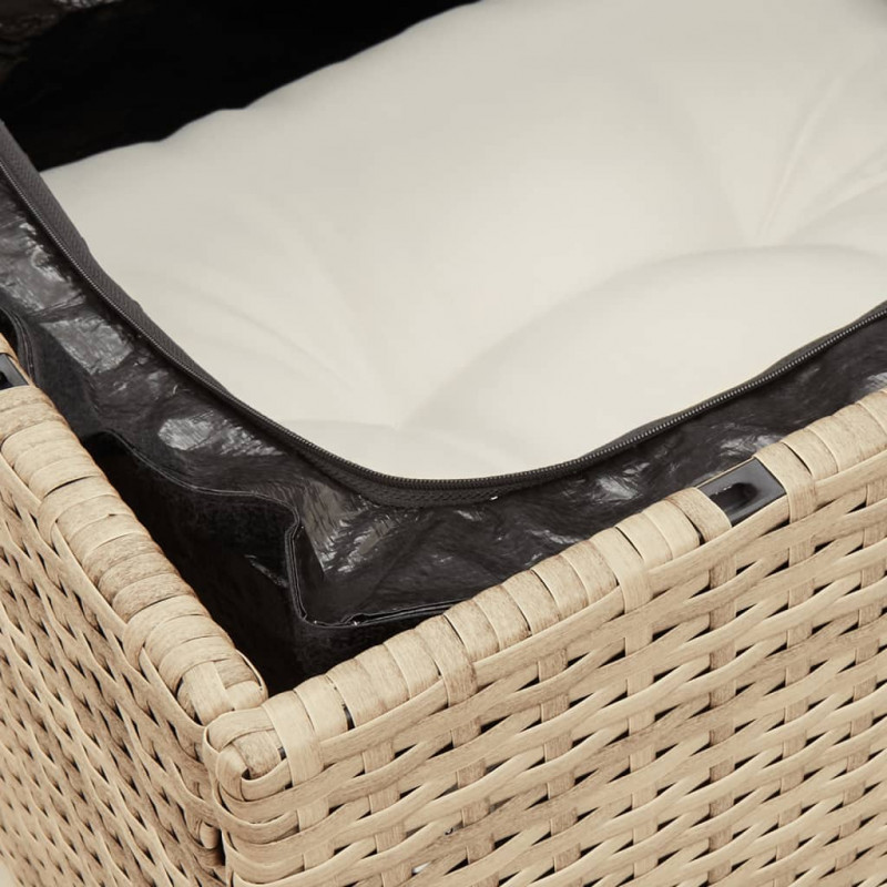 Sofa ogrodowa z poduszkami, 2-osobowa, beż, polirattan