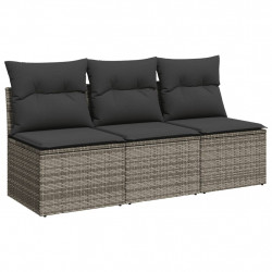 3-osobowa sofa ogrodowa z poduszkami, szara, polirattan