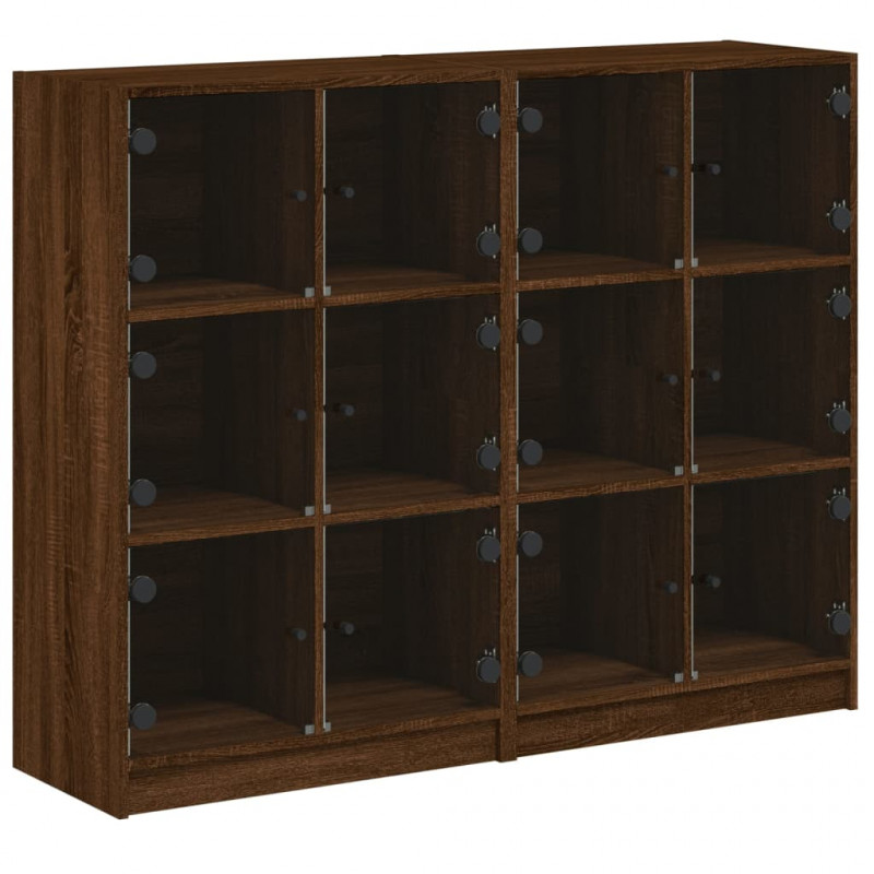 Biblioteczka z drzwiczkami, brązowy dąb, 136x37x109 cm
