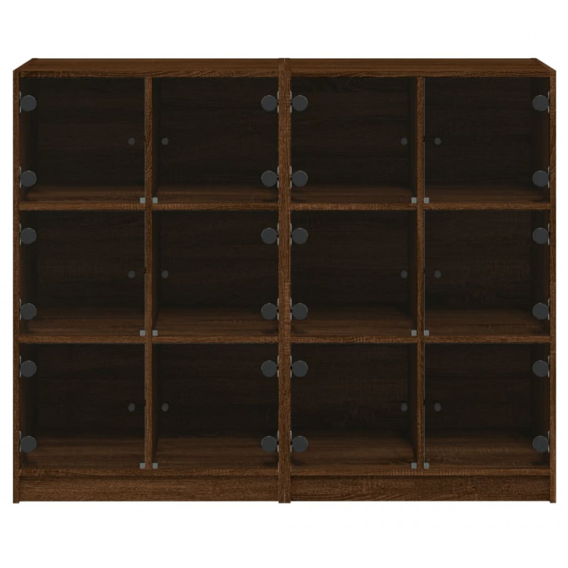Biblioteczka z drzwiczkami, brązowy dąb, 136x37x109 cm