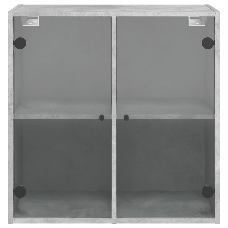 Szafka wisząca, szklane drzwi, szarość betonu, 68x37x68,5 cm