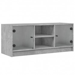 Szafka TV ze szklanymi drzwiami, szarość betonu, 102x37x42 cm