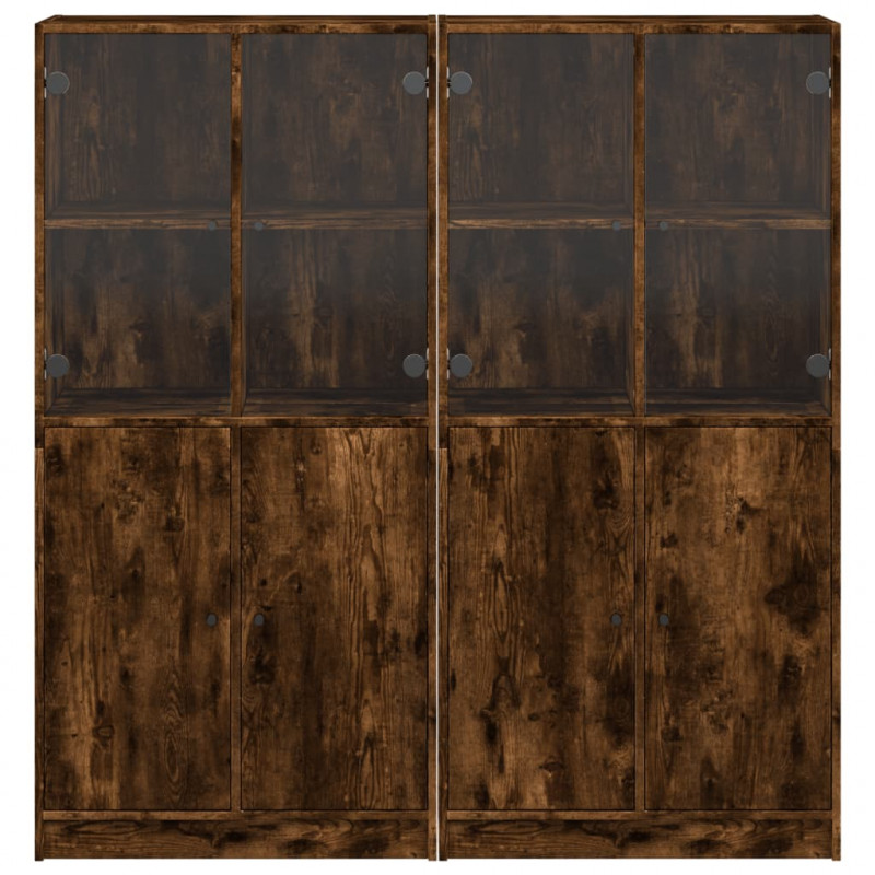 Biblioteczka z drzwiczkami, przydymiony dąb, 136x37x142 cm
