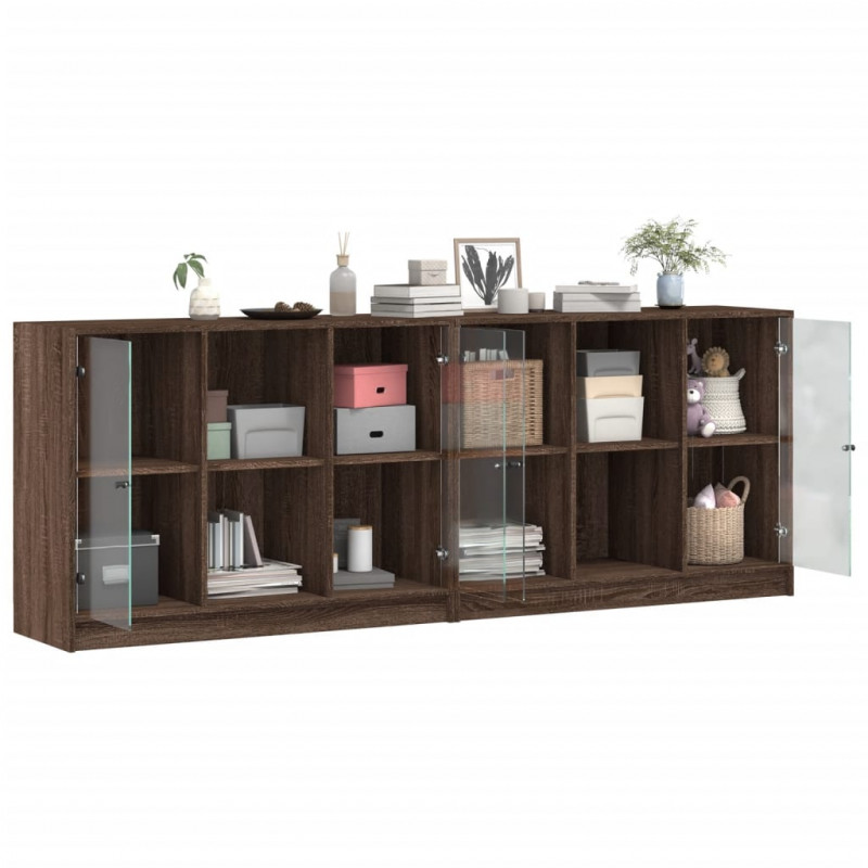 Biblioteczka z drzwiczkami, brązowy dąb, 204x37x75 cm