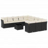 12-cz. zestaw mebli do ogrodu, z poduszkami, czarny, polirattan