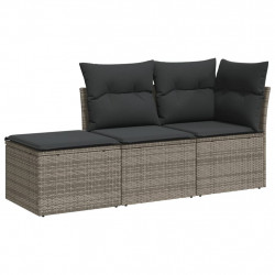 3-częściowa sofa do ogrodu, z poduszkami, szara, polirattanowa
