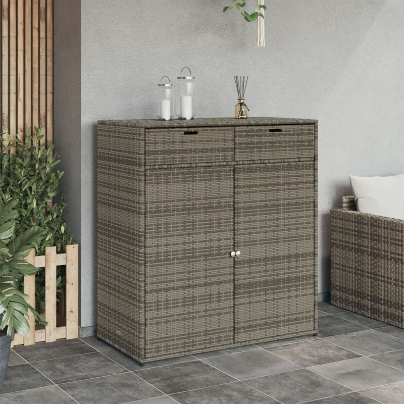 Szafka ogrodowa, szara, 105x55x113 cm, polirattan