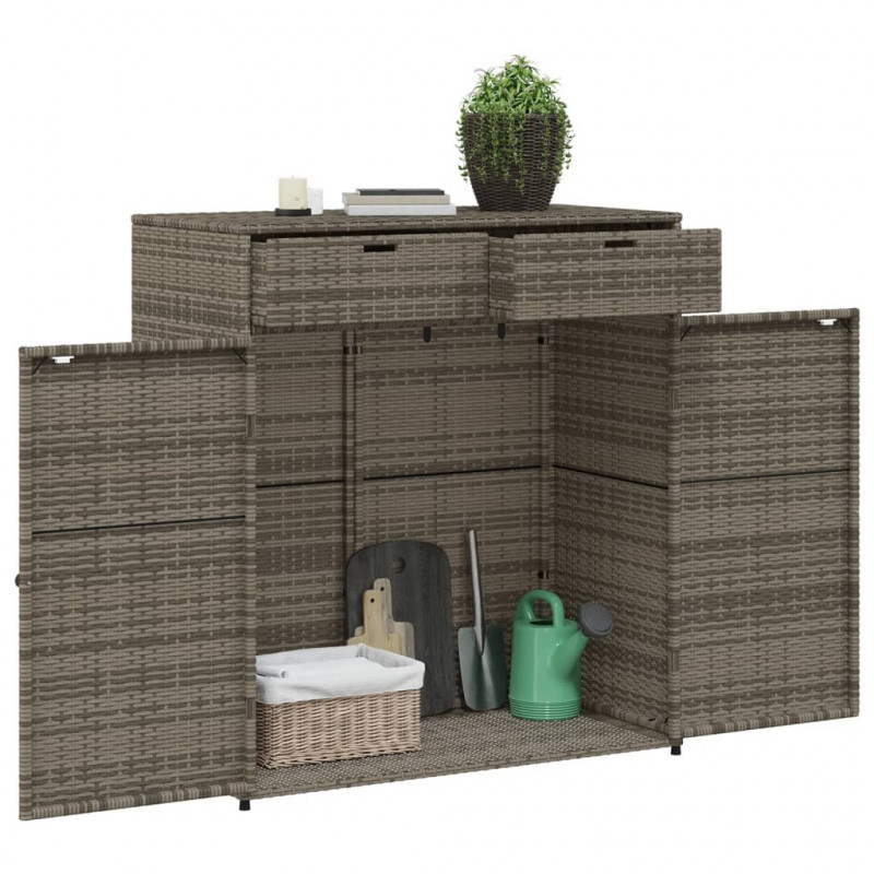 Szafka ogrodowa, szara, 105x55x113 cm, polirattan