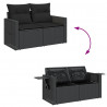 Sofa ogrodowa z poduszkami, 2-osobowa, czarna, polirattan