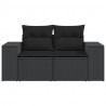 Sofa ogrodowa z poduszkami, 2-osobowa, czarna, polirattan