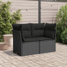 Sofa ogrodowa z poduszkami, 2-osobowa, czarna, polirattan