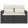 Sofa ogrodowa z poduszkami, 2-osobowa, czarna, polirattan