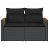 Sofa ogrodowa z poduszkami, 2-osobowa, czarna, polirattan