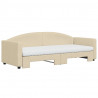 Sofa rozsuwana z materacami, kremowa, 80x200 cm, tkanina