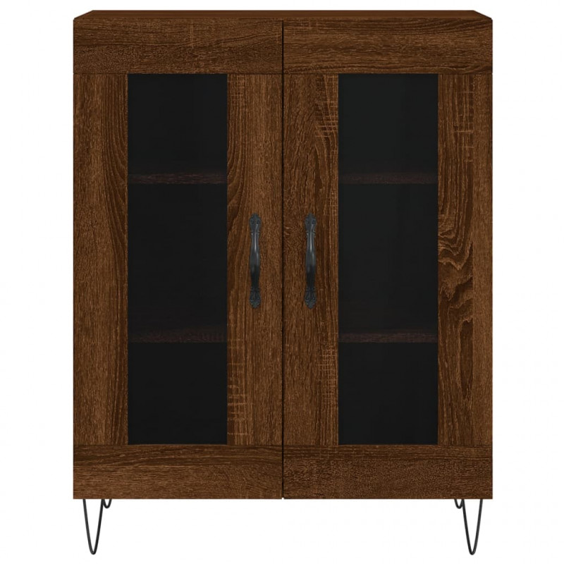Witrynka, brązowy dąb, 69,5x34x180 cm, materiał drewnopochodny