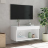 Szafka pod TV, z oświetleniem LED, biała, 60x30x30 cm