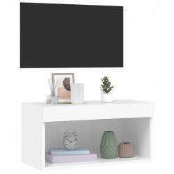 Szafka pod TV, z oświetleniem LED, biała, 60x30x30 cm
