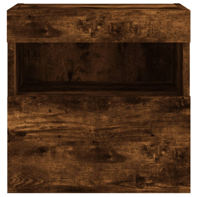 Ścienne szafki TV z LED, 2 szt., przydymiony dąb, 40x30x40 cm