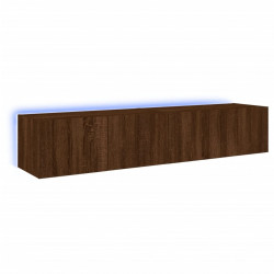 Ścienne szafki TV z LED, 2 szt., brązowy dąb, 80x35x31 cm