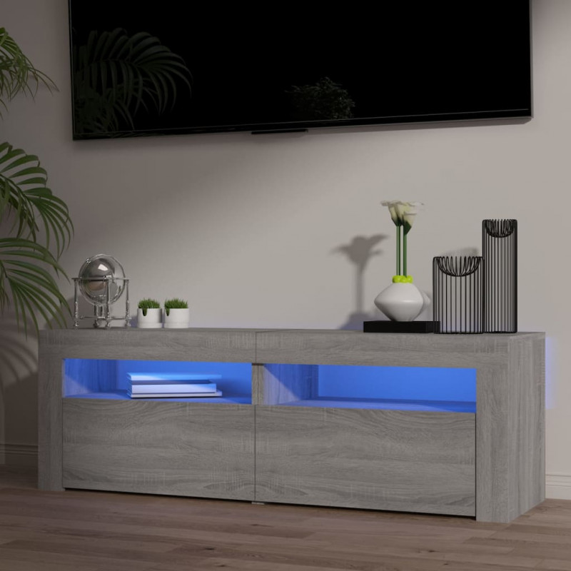 Szafka pod TV z LED, szary dąb sonoma, 120x35x40 cm
