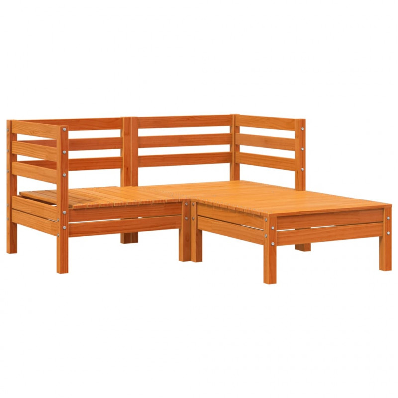 Ogrodowa sofa 2-osobowa z podnóżkiem, woskowy brąz, lita sosna