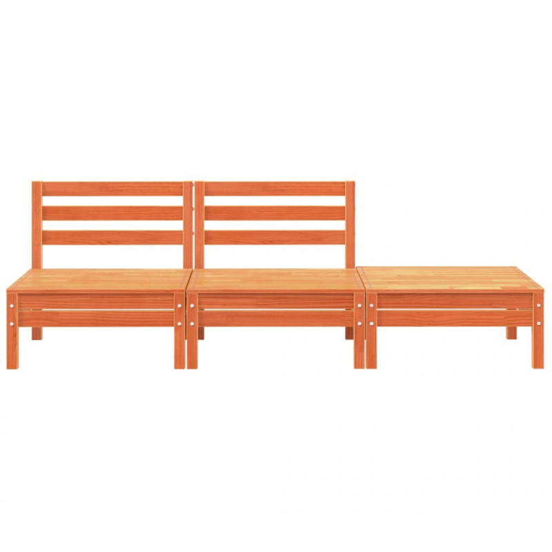 Ogrodowa sofa 3-osobowa, woskowy brąz, lite drewno sosnowe